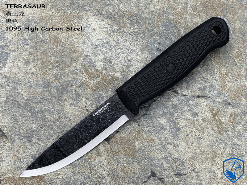 CONDOR 秃鹰 TERRASAUR KNIFE BLACK霸王龙 1095高碳钢钢 黑色高强度聚丙烯柄 户外生存刀（现货）